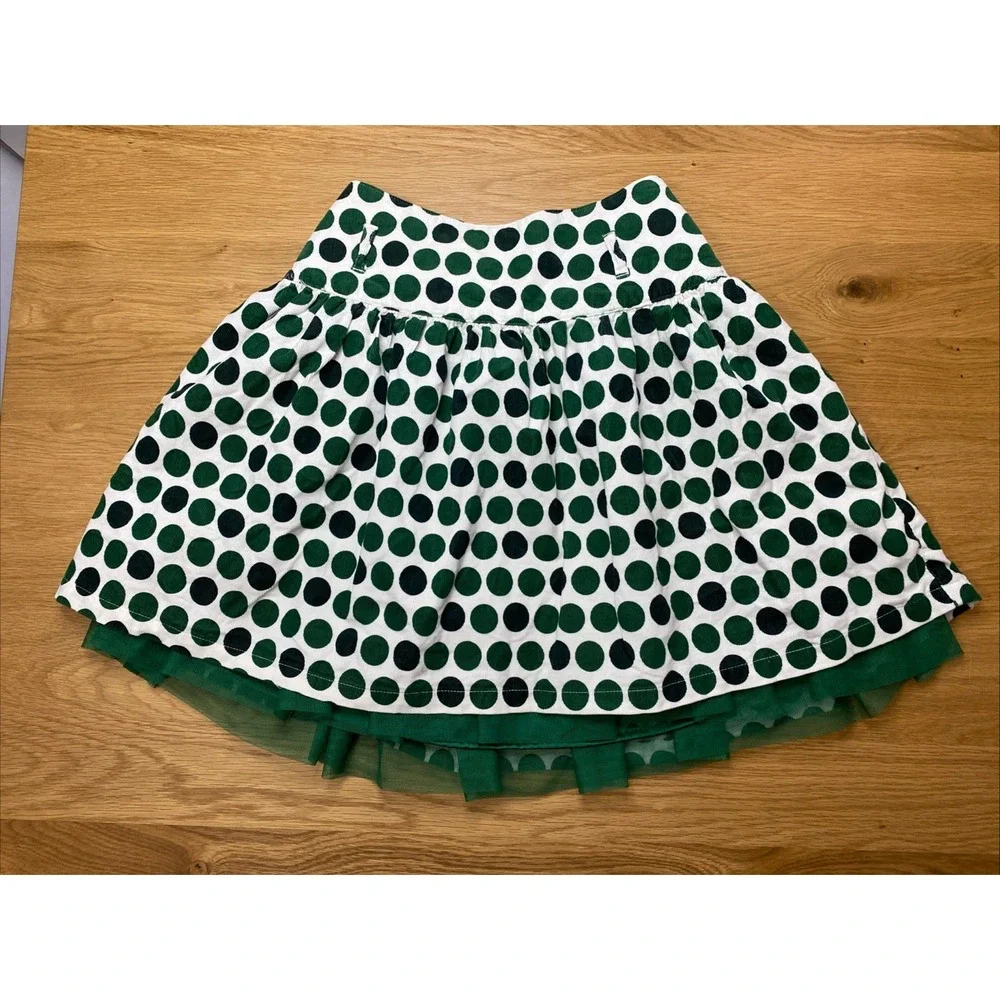 Childrens‎ Place Girls Size 14 White Green Polka Dot Skirt Tulle Lined Party Adj